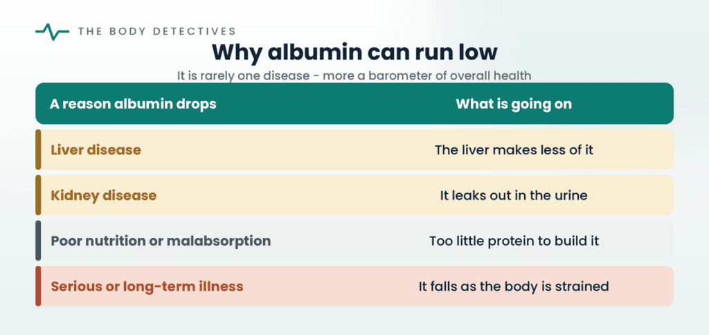low albumin causes chart