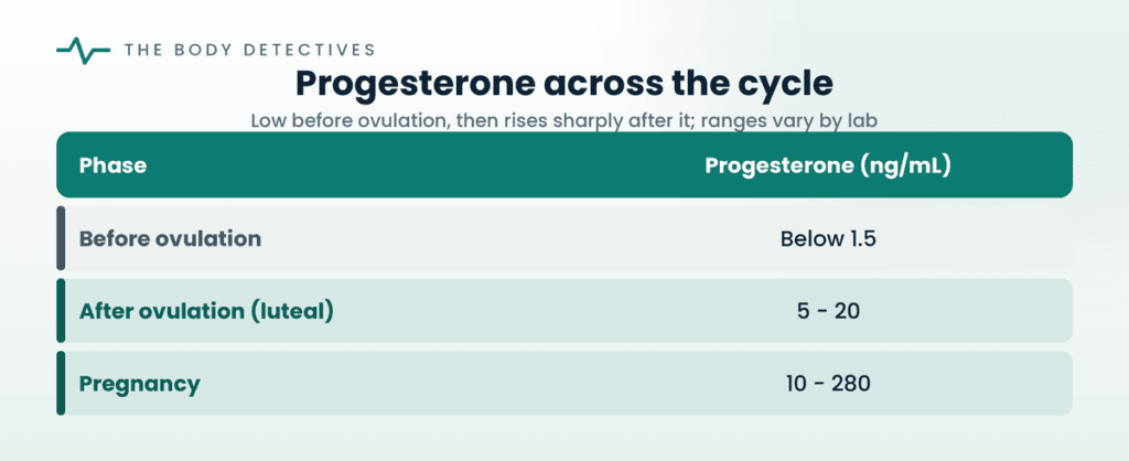 progesterone across the cycle chart