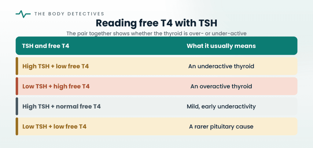 TSH and free T4 patterns chart